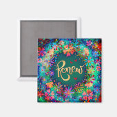 Vernieuwen Bloemen  Inspirerend Kleurrijke Trendy Magneet (Voorkant / Achterkant)