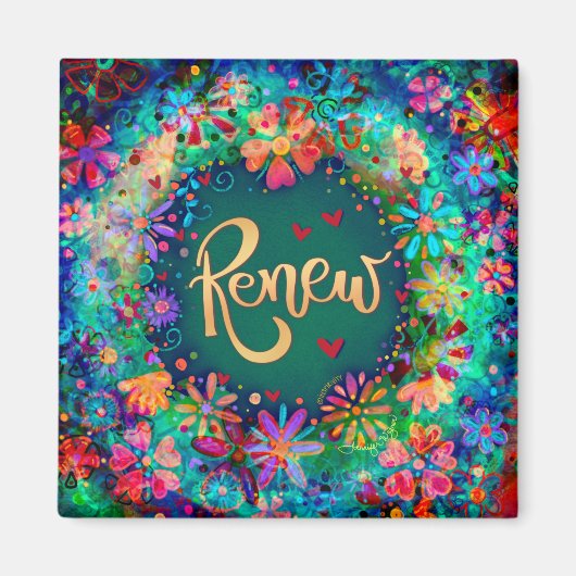 Vernieuwen Bloemen  Inspirerend Kleurrijke Trendy Magneet (Voorkant)