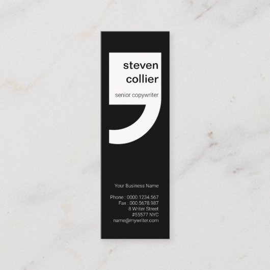 Vernieuwend wit citaatteken schrijven mini visitekaartje (Voorkant)