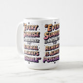 Vernieuwing & Hoop – Inspirerend Sunrise Quote Koffiemok (Voorkant links)