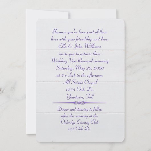 vernieuwing van de witte bruiloft op hout kaart (Achterkant)