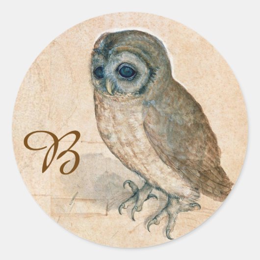 VERNIEUWING VAN DIERENTEKENINGEN/HET OWL-Monogram Ronde Sticker (Voorkant)