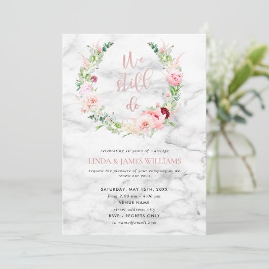 Vernieuwing van geloften Elegante roze gouden bloe Kaart (Staand voorkant)