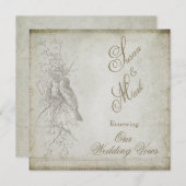 VERNIEUWING WED. VOWS-INVITING - SQUARE  BIRD KAART (Voorkant / Achterkant)