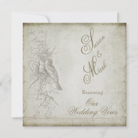 VERNIEUWING WED. VOWS-INVITING - SQUARE  BIRD KAART (Voorkant)