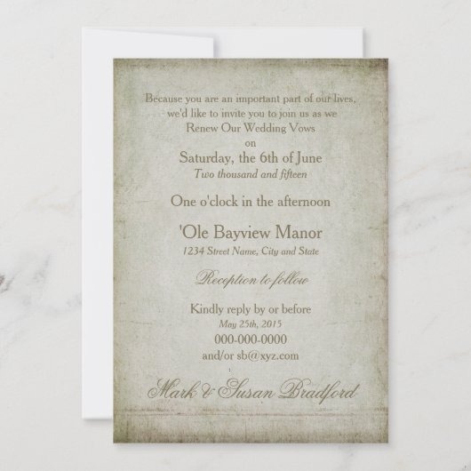 VERNIEUWING WED. VOWS INVITING -  VOGELS KAART (Achterkant)