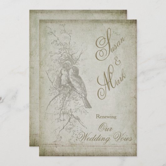 VERNIEUWING WED. VOWS INVITING -  VOGELS KAART (Voorkant / Achterkant)