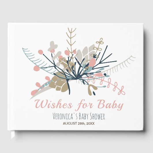 Vernis voor Baby Peach pasta botanisch Baby shower Gastenboek (Voorkant)