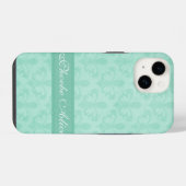 Vernoemd Fleur de Lis damast mintgroen iPhone Hoesje (Achterkant horizontaal)