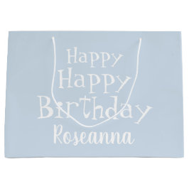Vernoemd Happy Birthday Pastel Blue Large Gift Bag Groot Cadeauzakje