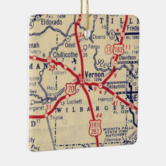 Vernon TX 1941 Map Keramisch Ornament (Rechts)