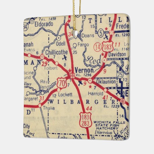 Vernon TX 1941 Map Keramisch Ornament (Links)