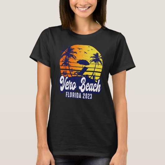 Vero Beach 2023 Florida Sunset Beach Retro Premium T-shirt (Voorkant)