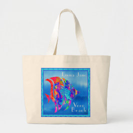 Vero Beach FL Fun Waterverf Ocean Fish Grote Tote Bag
