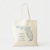 Vero Beach FL Kaart Elegante Marine Blauw Huwelijk Tote Bag (Voorkant)