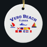 Vero Beach FL Signal Flags Keramisch Ornament<br><div class="desc">Dit originele Vero Beach,  Florida (gespeld in maritieme vlaggen) ontwerp is een van de vele aangepaste Amerikaanse creaties van Worldshop.</div>