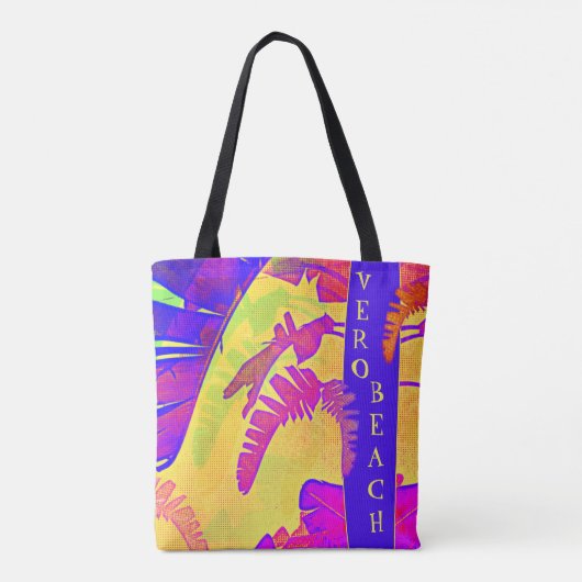 Vero Beach Florida Bright Tropische Palm Fronds Tote Bag (Achterkant)