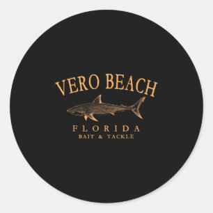 Vero Beach Florida Haai Retro Gebogen Oranje Lette Ronde Sticker