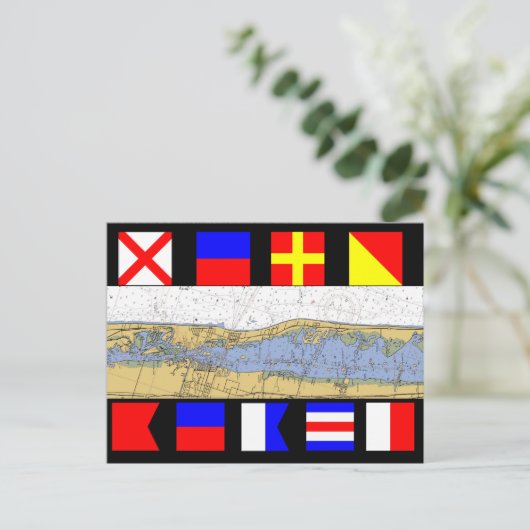 Vero Beach, Florida Nautical Chart Signal Flags Briefkaart (Staand voorkant)
