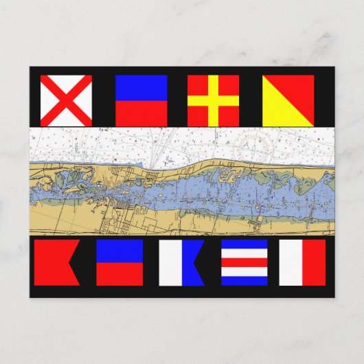 Vero Beach, Florida Nautical Chart Signal Flags Briefkaart (Voorkant)