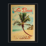 Vero Beach Florida Palm Beach Vintage Travel Briefkaart<br><div class="desc">Het ontwerp van Vero Beach Florida in Vintage Travel-stijl met een palmboom op het strand met oceaan en lucht.</div>