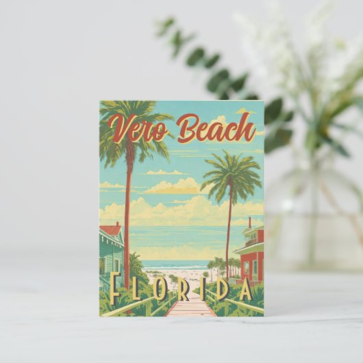 Vero Beach Florida Palm Tree Beach Briefkaart (Staand voorkant)