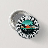 Vero Beach Florida Palm Tree Retro Sunset 60s Ronde Button 3,2 Cm (Voorkant /achterkant)