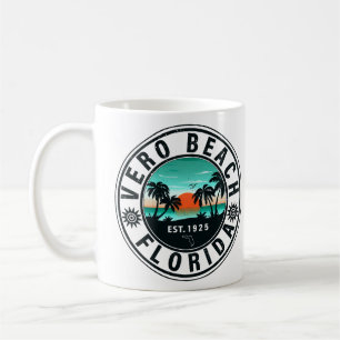 Vero Beach Florida Palm Tree Retro Sunset Koffiemok