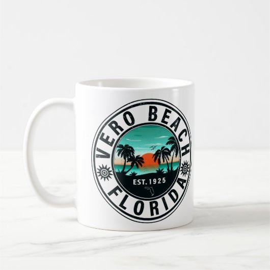 Vero Beach Florida Palm Tree Retro Sunset Koffiemok (Links)