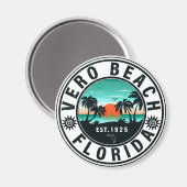 Vero Beach Florida Palm Tree Retro Sunset Souvenir Magneet (Voorkant / Achterkant)