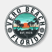 Vero Beach Florida Palm Tree Retro Sunset Souvenir Magneet (Voorkant)