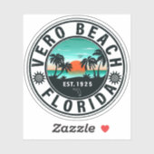 Vero Beach Florida Palm Tree Retro Sunset Souvenir Sticker (Vel)