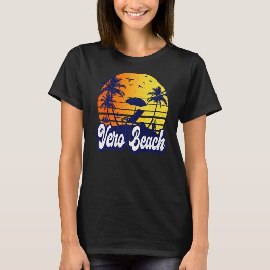 Vero Beach Florida Sunset Beach Retro Premium T-shirt (Voorkant)