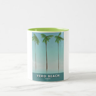 Vero Beach Florida vintage reisposter Tweekleurige Koffiemok