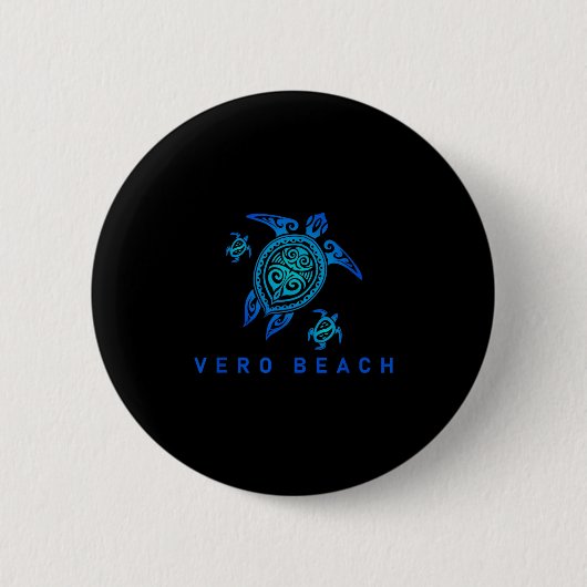 Vero Beach Florida Zee Blue Tribal Turtle Ronde Button 5,7 Cm (Voorkant)