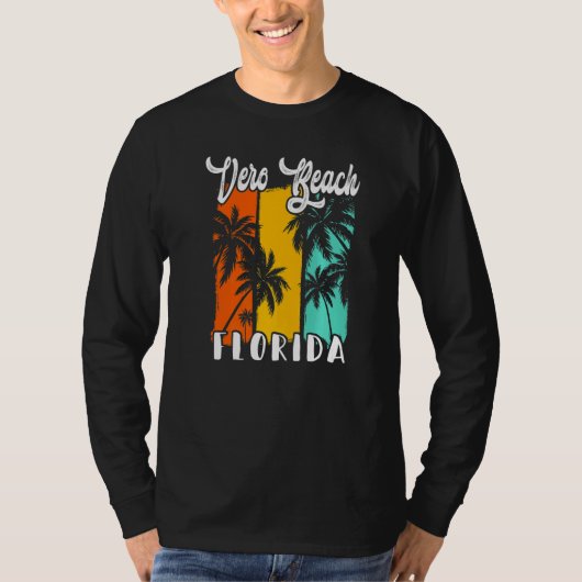 Vero Beach Palm Trees Beach Florida Retro Vacation T-shirt (Voorkant)