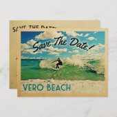 Vero Beach Save the Date Surfing Aankondigingskaart (Voorkant / Achterkant)