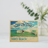 Vero Beach Save the Date Surfing Aankondigingskaart (Staand voorkant)
