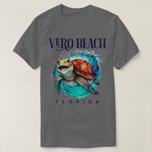 Vero Beach Waterverf Happy Zee Turtle T-shirt (Design voorkant)