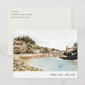 Verona Adige Italië Waterverf Italiaans reizen Briefkaart (Voorkant / Achterkant)