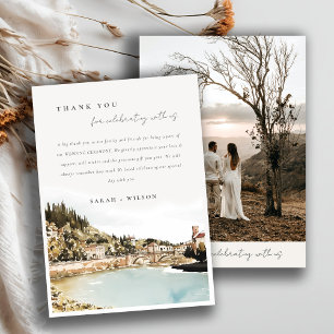 Verona Adige River Italië Waterverf Foto Bruiloft Bedankkaart