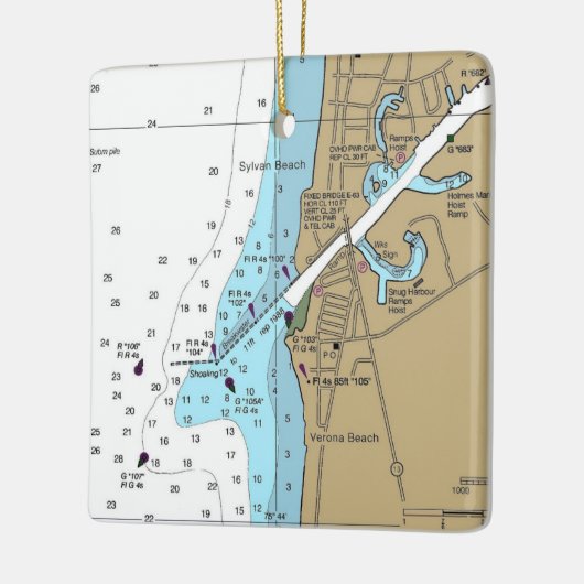 Verona Beach Lake Oneida Chart Keramisch Ornament (Links)