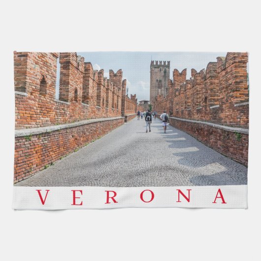 Verona Castelvecchio Bridge loopbrug theedoek (Horizontaal)