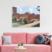 Verona Castelvecchio Bridge uitzicht canvas print (Insitu (Woonkamer))