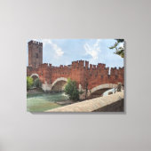 Verona Castelvecchio Bridge uitzicht canvas print (Voorkant)