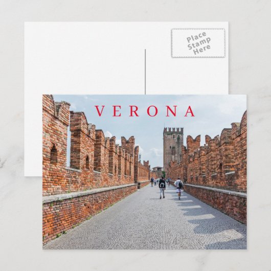 Verona Castelvecchio Bridge Walkway uitzicht brief Briefkaart (Voorkant / Achterkant)