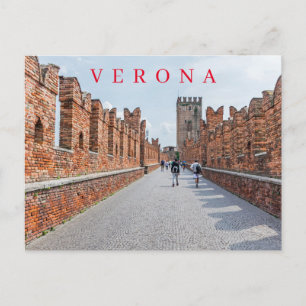Verona Castelvecchio-brug looproute uitzicht ansic Briefkaart