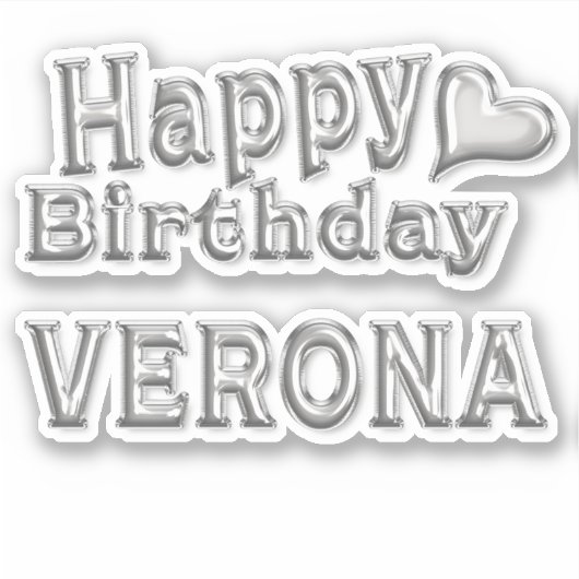 Verona Happy Birthday silver Aufkleber Sticker (Voorkant)