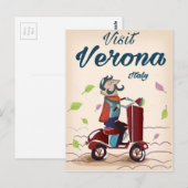 Verona Italiaanse scooter reisposter Briefkaart (Voorkant / Achterkant)