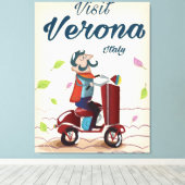 Verona Italiaanse scooter-reisposter Canvas Afdruk (Insitu (Houten vloer))